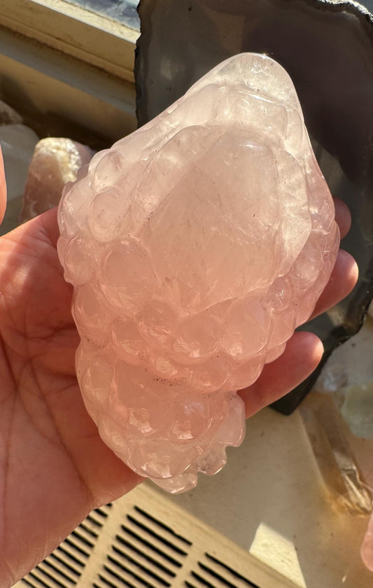 Hand-Carved Rose Quartz Money Toad – Love & Prosperity Symbol