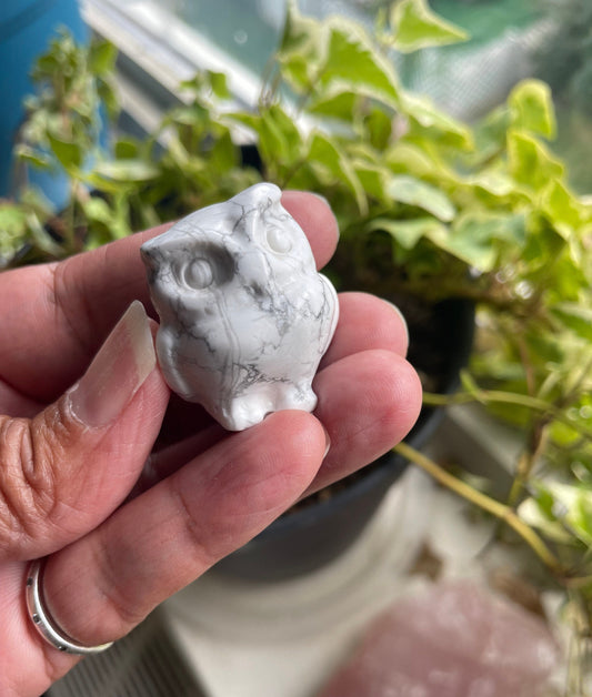 Howlite Owl Carving: Enhancing Spiritual Awareness