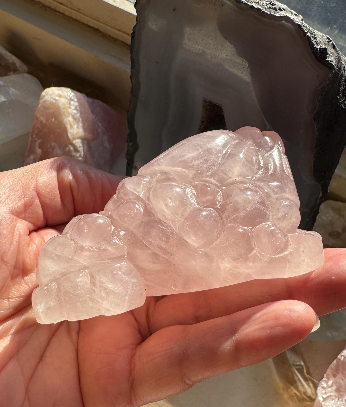 Hand-Carved Rose Quartz Money Toad – Love & Prosperity Symbol